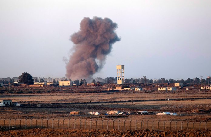 Russian air strikes on the Syrian side of the Golan Heights