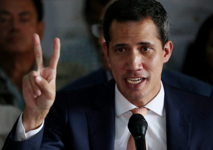 Venezuelan opposition leader Juan Guaido holds a news conference in Caracas