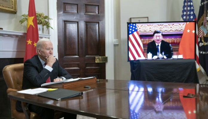 US President Biden meets virtually with President of the Peoples Republic of China Xi Jinping